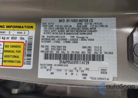 2015 Ford Fusion Energi Titanium from USA, damaged, VIN 3FA6P0SU3FR114739